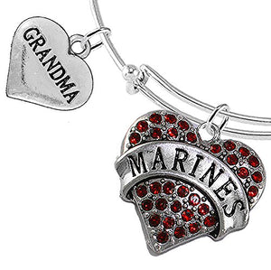 Marine Grandma Heart Bracelet, Adjustable, Will NOT Irritate Anyone with Sensitive Skin. Safe