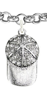 The Perfect Gift "Softball Genuine Crystal Cap Charm" Bracelet ©2012 Adjustable, Nickel & Lead Free