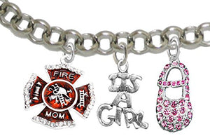 Firefighter "Mom", "It’s A Girl", Adjustable Bracelet, Hypoallergenic, Safe - Nickel & Lead Free