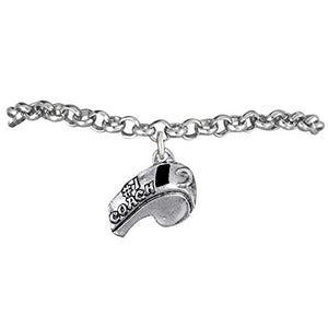 A Perfect Gift "Softball #1 Coach Whistle Charm" Bracelet ©2012 Adjustable Safe - Nickel & Lead Free