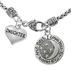 Daughter & "I Love You to The Moon & Back" Necklace Hypoallergenic-Safe - Nickel, Lead & Free