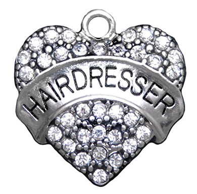 Hairdresser Crystal Heart Charm - Lead, Nickel & Free. Fits on Bracelets, Necklaces & Earrings