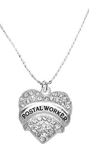 Postal Worker Crystal Heart Necklace, Safe - Hypoallergenic, Nickel, Lead & Cadmium Free!