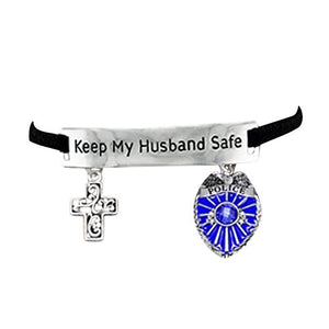 Policeman "Keep My Husband Safe" Policeman's Wife Adjustable Bracelet - Nickel & Lead Free