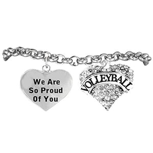 Volleyball "We Are So Proud of You" Adjustable Bracelet, Safe - Nickel & Lead Free!