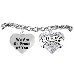 Cheerleader Crystal Bracelet, "We are So Proud of You" Safe - Hypoallergenic, Nickel Free