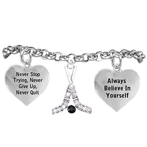 Ice Hockey Crystal Sticks "Never Give Up, Never Quit" Adjustable- Hypoallergenic Nickel Free