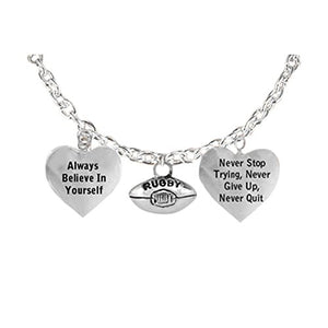 The Perfect Gift "Rugby" Never Give Up, Never Quit" Adjustable Bracelet, Safe - Nickel & Lead Free