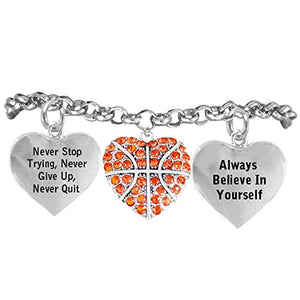 Basketball, Never Stop Trying, Never Give Up" ©2014 Hypoallergenic Adjustable Bracelet