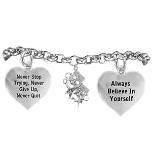 Theater Drama Masks," Never Give Up" ©2014 Hypoallergenic Adjustable Bracelet. Nickel & Lead Free