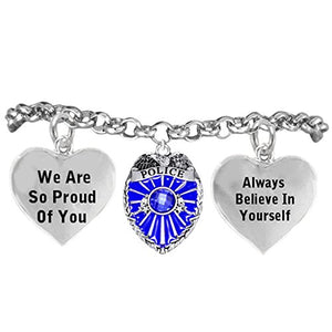 Policewoman's "We Are So Proud of You "Hypoallergenic Adjustable Bracelet. Nickel and Lead Free