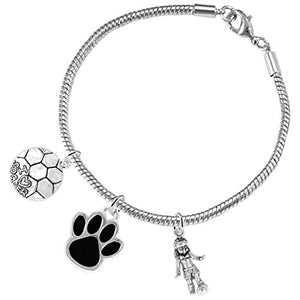 The Perfect Gift "Soccer Jewelry" Black Paw ©2015 Hypoallergenic Safe - Nickel & Lead Free