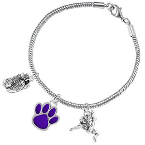 The Perfect Gift "Soccer Jewelry" Purple Paw ©2015 Hypoallergenic Safe - Nickel & Lead Free
