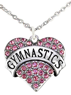 Genuine Crystal Pink Gymnastic Heart Childrens Necklace, Nickel, Lead & Cadmium Free