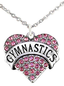 Genuine Crystal Pink Gymnastic Heart Childrens Necklace, Nickel, Lead & Cadmium Free