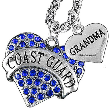 Coast Guard Grandma Necklace Heart Necklace, Will NOT Irritate Anyone with Sensitive Skin. Safe