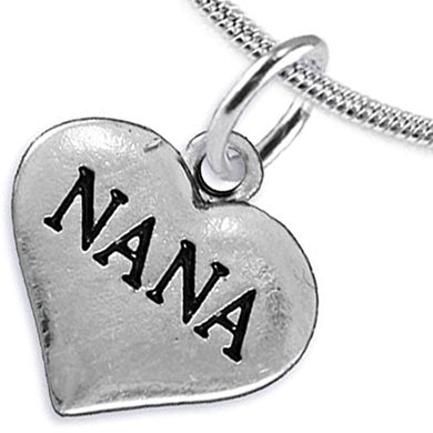 Nana Heart Charm Necklace ©2016 Hypoallergenic, Adjustable, Safe, Nickel, Lead & Cadmium Free!
