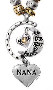 Nana "I Love You to The Moon & Back", Adjustable Necklace Set, WON'T Irritate Sensitive Skin. Safe