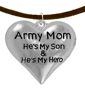 ArMy Mom, He's My Hero, Hypoallergenic Adjustable Necklace, Safe - Nickel & Lead Free