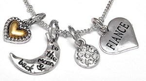 Fiancé "I Love You to The Moon & Back", Adjustable Necklace Set, Will NOT Irritate Sensitive Skin