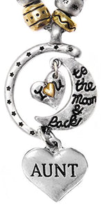 Aunt "I Love You to The Moon & Back", Adjustable, Hypoallergenic, Will NOT Irritate Sensitive Skin