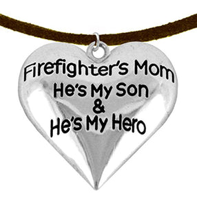 Firefighter, My Son Is My Hero Adjustable Necklace, Hypoallergenic, Safe - Nickel & Lead Free