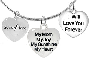 Mom,Super Hero,My Mom, My Joy,I Willl Love You Necklace,No Nickel,Lead,Cadmium 1910-1893-1887N2