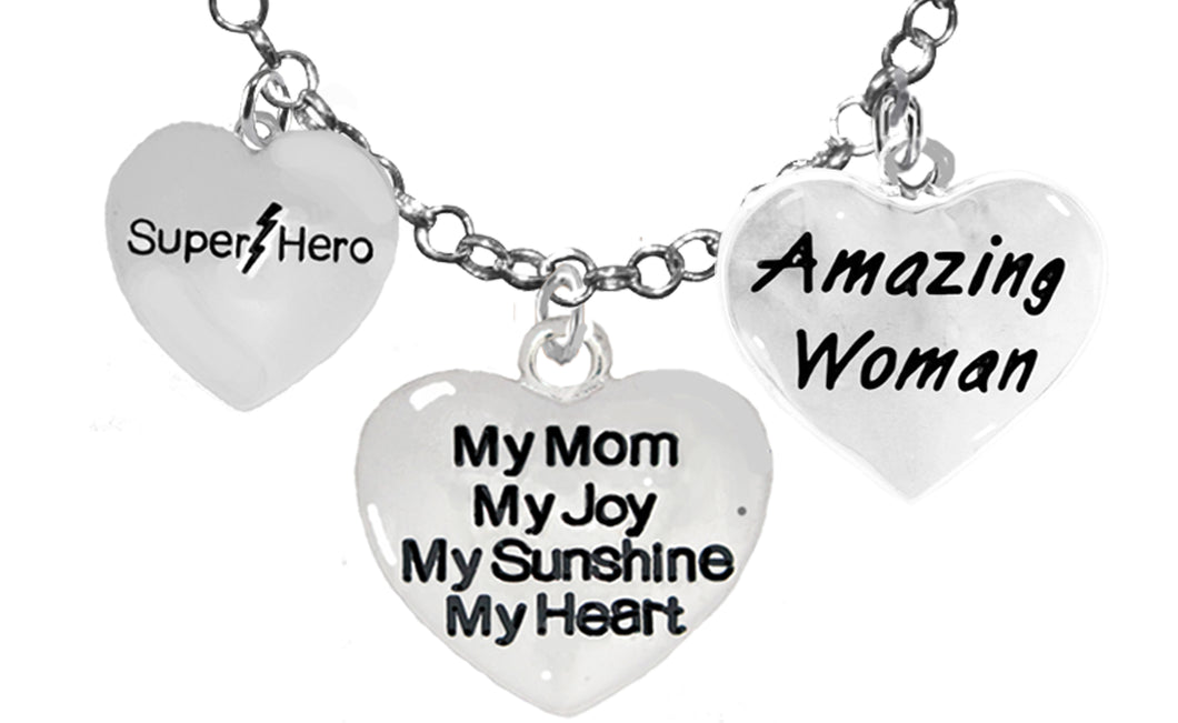 Mom, Super Hero,My Mom,My Joy,Amazing Woman Necklace, Adjustable, No Nickel. Lead 1910-1893-265N16