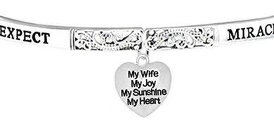 Expect Miracles, My Wife, My Joy, The Original Safe, Nickel Free Adjustable Stretch Bracelet