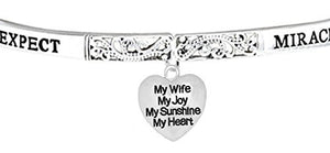 Expect Miracles, My Wife, My Joy, The Original Safe, Nickel Free Adjustable Stretch Bracelet