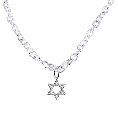 Jewish Crystal Star of David On a Toggle Cable Chain Necklace, Safe - Nickel & Lead Free