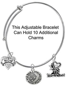Marine "Mom", "I Love You to The Moon & Back", Crystal I Love My Marine, Miracle Wire Bracelet