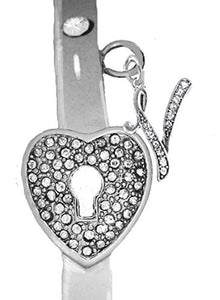 It Really Locks! The Key to My Heart, "Initial V", Cuff Crystal Bracelet - Safe, Nickel & Lead Free