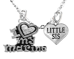 Marine "Little Sis", Adult Adjustable Necklace, Hypoallergenic, Safe - Nickel & Lead Free