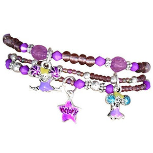 Children's "Cheer" Charm Bracelets (3 Bracelets Tied with Ribbon in Package), Purple - Nickel Free