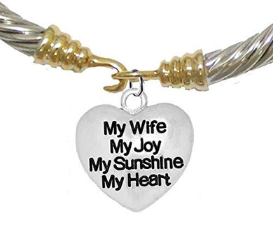 Message Bracelet, My Wife, My Joy, My Sunshine, My Heart, Gold / Silver Bracelet - Safe, Nickel Free