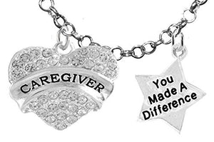 Caregiver, RN, Nurse, You Made a Difference, Adjustable Charm Necklace, Safe - Nickel & Lead Free