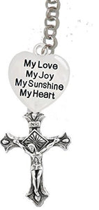 My Love, My Joy, My Sunshine, My Heart & A Crucifix, - Father, "Son", Holy Ghost Charm Necklace