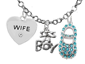 Baby Shower Gifts, Wife, "It’s A Boy", Necklace, Hypoallergenic, Safe - Nickel & Lead Free