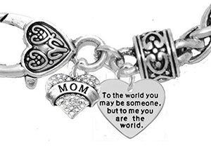 Mother's Day "Mom", Grandma Jewelry "Mom" To the World You..." Bracelet, Safe