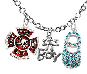 Firefighter Wife's, "It’s A Boy", Necklace, Hypoallergenic, Safe - Nickel & Lead Free