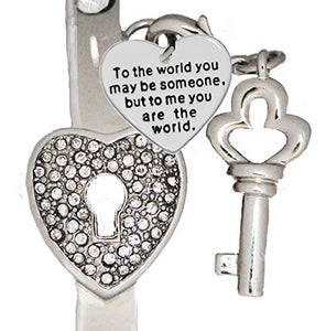 It Really Locks! The Key to My Heart, "You Are My World", Cuff Crystal Bracelet - Safe, Nickel Free