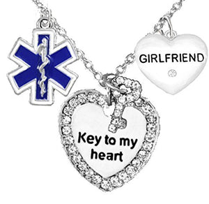 EMT, Girlfriend Adjustable "Key to My Heart" Necklace, Safe - Nickel & Lead Free