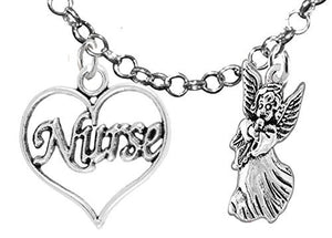 RN, Nurse, "To Us "You Are an Angel", Adjustable Charm Necklace - Safe, Nickel & Lead Free