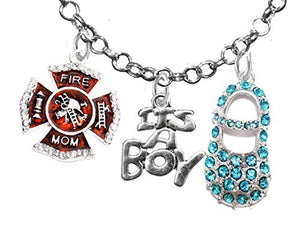 Firefighter Mom's, "It’s A Boy", Necklace, Hypoallergenic, Safe - Nickel & Lead Free