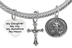 Saint Benedict Charm, My "Daughter", My Joy, Crucifix, My Sunshine, My Heart & Prayer Bracelet