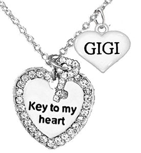 Gigi, Mother's Mom Grandma Jewelry "Key to My Heart" Adjustable Necklace - Nickel & Lead Free