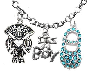 Firefighter Wife's, "It’s A Boy", Necklace, Hypoallergenic, Safe - Nickel & Lead Free