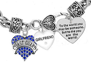 Coast Guard Girlfriend, "To the World You May Be Someone" Charm Bracelet, Crystal Heart Girlfriend