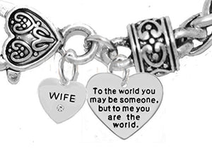 Mother's Day "Mom", Grandma Jewelry "Wife" To the World You..." Bracelet, Safe
